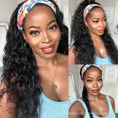Remy Virgin Human Hair Headband Wigs,Half Wig Kinky Curly Human Hair For Black Women,Headband Human Hair Non-Lace Wig